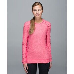 LULULEMON Think Fast Pink Heathered Boom Juice Long Sleeve Pullover Top Size 4